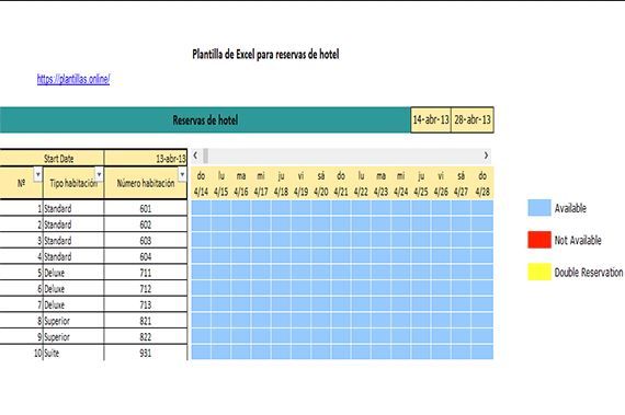 plantillas excel reserva hoteles