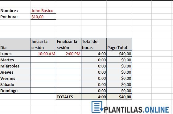 plantilla excel horas