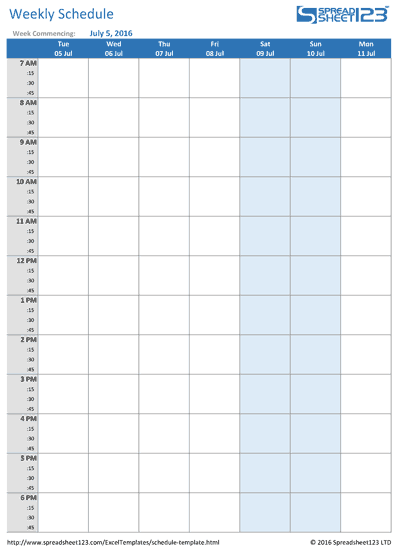 weekly schedule med