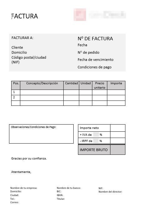 Modelo De Factura Para Autónomos Plantillas De Factura Images And 