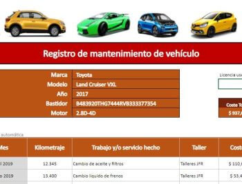 Plantilla Mantenimiento de vehículo plantilla mantenimiento coche
