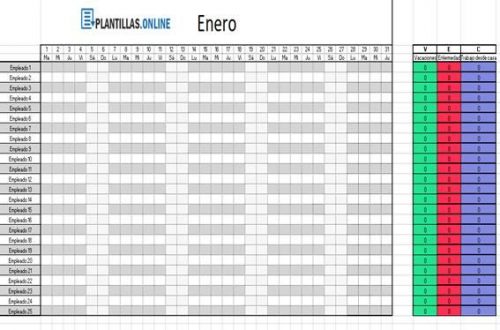 Formato De Vacaciones En Excel